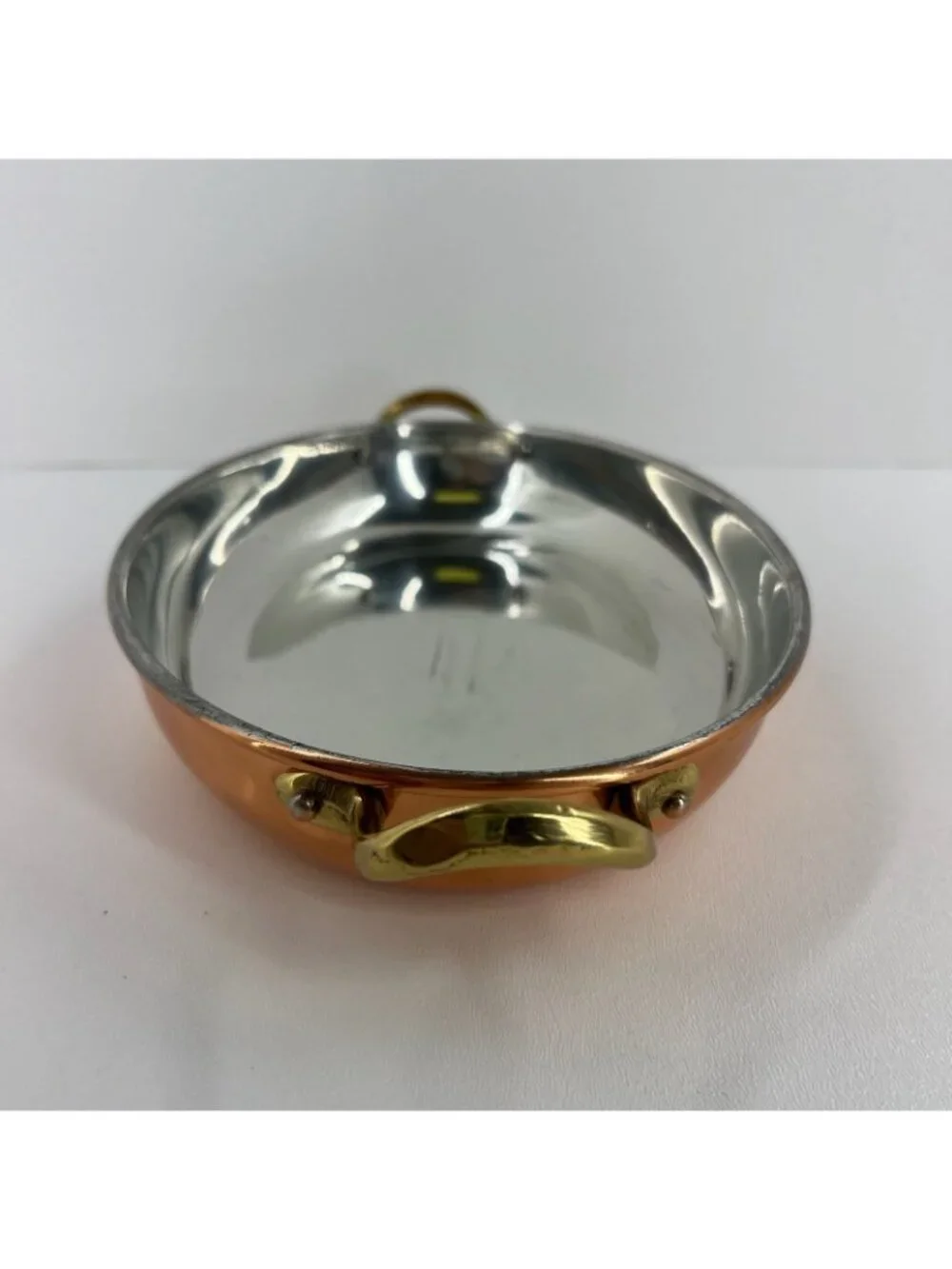 Copral Vintage Copper Oval Gratin Pan Brass Handles Tin Lined Fish Skillet 10